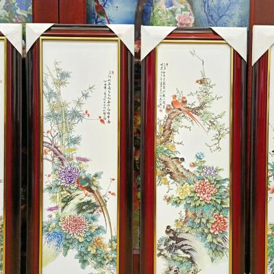 tranh sứ hoạ tiết chim hoa tứ quý